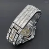 Montre-bracelets Watch Automatic pour hommes Diamond Luxury Hip Hop Style Street Style Luminal Meckaincal Watches avec Baguette Zircon Bracelet Clock