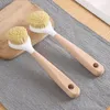 Brusque en pot naturel sisal, brosse à lave-vaisselle en bois de hêtre, brosse à lave-vaisselle à longue poignée, pinceau de nettoyage sans huile de cuisine, outil en pot