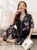 Viscose pour femmes Viscose plus taille S-XXXL PAJAMAS COUPE Long Pantalon Floral Pyjamas Femmes Femmes Habitations