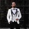 بدلات زفاف الموضة للرجال 3 قطع رسمية أنيقة العريس العريس tuexdos blazervestpants زي homme mariage 231221