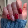 Falso unhas curtas fofas vermelhas amor coração Pressione em dicas de unhas para meninas mulheres do dia dos namorados vestíveis 24pcs