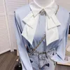 Blouses pour femmes Small Bow Colon Collier de poupée printemps automne élégant ol fashion fottoring Blouse Loose Drape Sweet Top Female Vêtements