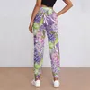 Pantaloni da donna con stampa floreale viola womens watercolor fiori eleganti jogger spring design streetwear pantalone di grandi dimensioni idee