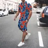 Running Sets Herren 2 -teilige Outfits Hipster gedrucktes Patchwork Rödern 20S -Anzüge für Männer Kleides Jahre Anzug Slim Fit