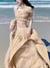 Vestidos de trabajo Fiesta de la playa de chifón Dos piezas Flor Flower Francia Vintage Midi Skirt Traje Femenino Excelente Cortada Elegante 2023