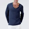 Magliette da uomo t-shirt a maniche lunghe con scollo a V Suliamacoxy Tops a colori a manica lunga