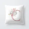 Pink Letter Dekoratives Blumenkissen Gold Alphabetkissen für Sofa Polyester Kissenbezug Dekoration Salon 231221