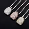 Diseño de moda único Color de plata dorado helado Cz colgante de mochila grande con cadena de cuerda de 24 pulgadas para hombres265e