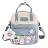 Sacos escolares Moda casual mochila kawaii com alfinetes e acessórios 10.23x9.44x3.54in zíper para viagens estudantes de compras