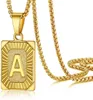 A-Z-Buchstaben Gold Anhänger Halskette für Männer und Frauen Edelstahl Kubanische Kette mit hochwertiger anfänglicher Paar Neckkette