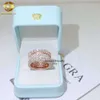 High-end Rose Gold Pass Diamond Tester Eternity Ring Handmade Silver Moissanite Hip Hop Ring