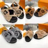 Paseo Flat Comfort Sandals Herbst Winter Sandalen Pelz Sandale kann mit Socken Shearling integrierte Sandalen flache Sandalen Anti -Schlupf -Sohle -Buchstaben Sandalen 35 42 kombiniert werden