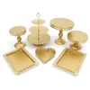 Suprimentos 7 pçs/set ouro branco metal festa grand padeiro conjunto de suporte de bolo ferramentas de casamento kit de exibição fondant para acessórios de cozimento