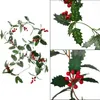 Fleurs décoratives 1,8 m de feuilles artificielles Feuilles rouges Vine Vine Christmas Roard DIY GARLANDE THE