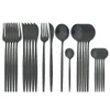 24pcs Noir Cutlery en acier inoxydable Dîne Lnife Fork Coffee Spoon Home Kitchen Dinner Table Vérinères 201130212E