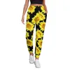 Frauenhose abstrakte Sonnenblumen Frühling gelbe Blüten Druck trendige Jogginghosen Frauen Streetwear Grafikhose große Größe 3xl