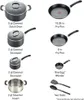 Ultimate Hard Anodized Nont -Stick Cookware Set 12 Piece Oven Safe 400F, lock Safe 350F POTS and PENS, Diskmaskin Safe Black