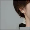 Studörhängen 925 Sterling Sier for Women Girls Kids CZ Zircon Flower Söta små 18k guldörhängen Korean Style Fashion Jewelry Drop D Dhwa7