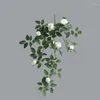 Decorative Flowers Tiny Rose Bud Vine Silk Artificales Home El Decoration Wedding Flower White Rattan Wall Hanging Decor