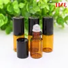 Hot 500Pcs/Lot Refillable Amber 3ml ROLL ON Fragrance PERFUME GLASS BOTTLES For ESSENTIAL OIL with Metal Roller Ball by DHL Free Shippi Jdgi