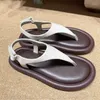 Sandals fashion plage femme noir blanc cuir chaussures d'été de cheville boucle plates plates simples orteils ronds sandalias forfait confortable