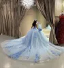 Quinceanera sukienki jasnoniebieska suknia balowa balowa 3D Kwiki kwiatowe