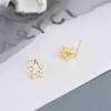 Boucles d'oreilles Stud Lozoya Modern Women's 925 Silver Silver Pentagram Zircon Plunge Design Fine bijoux accessoires Piercing