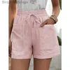 Frauenshorts 2023 Neue Frauen lose Shorts Baumwolle High Taille Elastic Taille Casual Shorts Solid Fashion Damen Home Shorts Baumwolle und Leinenl231222