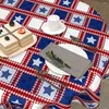 Столовая ткань американский флаг скатерть круглая 60 дюймов 4 июля патриотическая клетчатая крышка для домашней кухни столовая