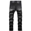 Mäns jeans män knäckt blå veckad patch cyklist jeans streetwear hål rippade nödläge lapptäcke stretch denim byxor smala magra byxor j231222