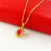 Chains Exquisite 24K Gold Plating Red Zircon Crystal Jade Pendant Necklace For Ladies Wedding Engagement Jewelry Gifts Wholesale