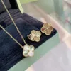 18k gold luxury laser clover designer pendant necklaces for women girls brand flower link chain short choker elegant necklace nice jewelry