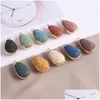 Charms Teardrop Shape Gold Colored Wrapped Pendant Natural Volcanic Rock Random Color Charm för smycken Tillverkningar Diy Necklace DHSXF