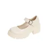 Платье обувь белая платформа каблуки Мэри Джейн Дамы твердый цвет на открытом воздухе Студенческий колледж сладкий квадратный каблук женщин