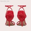 Классические туфли Сандалии на шпильке с цветочным декором 1959 Ln из телячьей кожи 100 мм Woman Rouge Pur Босоножки на высоком каблуке до щиколотки Дизайнерская обувь Модные свадебные женские сандалии
