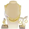 Nieuwste Italiaanse vergulde gouden dames ketting sieraden set eenvoudige stijl originele ring armband oorbellen Afrikaanse bruiloft 231221