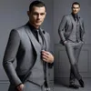 Men Grey Men Suit Groom Groom Formal Man Suits for Wedding Slim Fit Tuxedos ManjacketvestPants 231221