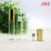 Großhandel 1100pcs 5 ml klare Rolle auf Rollenflasche für Glasöle Roll-On-nachfüllbare Parfümflasche mit goldener Kappe kostenlos DHL Shi Bdml