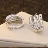 INS Top Selling Fashion Jewelry 925 Sterling Silver Pave White Sapphire CZ Diamond Gemstones Party Femmina femmina Bridal Clip Earrin258V