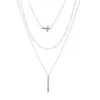 Pendelleule Halsketten lange geschichtete Halskette Set von 3 seitlichem Kreuz minimaler KPOP241J