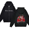 Anime jujutsu kaisen hoodies satoru gojo jultryck dragkedja jackor halloween streetwear herrtröjor lösa y2k kläder