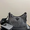 Luxe designer dames schoudertas vol diamanten sprankelende diamanten crossbody tas nylon ketting schoudertas messenger bag hobo bindle