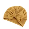 Bérets Couleur solide Couleur Coton mélange bébé turban bowkont chapeau de bonnet de bonnet de bonnet