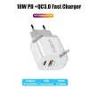 12W PD Type-C Fast Charger för telefon 12 11 Pro Obs 20 Huawei Xiaomi Power Adapter US EU UK AU Traval Plug