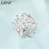 Laya 925 Sterling Zilver Onregelmatig Uniek Ontwerp Blad Effen Zilveren Ring Voor Dames Mode Originele Neutrale Sieraden Trend 240103