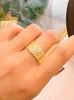 Wedding Rings Retro Plain Gold with Diamond Ring Female Index Finger Wide Arm Gold-plated Instagram Cool and Style 231222