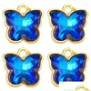 Charms 10pcs Colorf Shiny Crystal Love Charm Schmetterling Anhänger für Frauen Ohrringe Halskette Armband DIY Schmuckzubehör dro dhv23