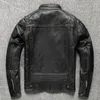 Herenjacks Eerste laag Cowhide Motorfiets Echte lederen kleding Vintage jas jas Hoge kwaliteit