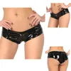 Women's Shorts Womens Low Rise Mooning Pants Glossy Latex Stretch Dance Bottoms Front Button Rave Booty Nightclub Clubwear