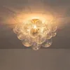 Nordisk bubbelboll roterande glas takljus fixtur 24 tum diameter mässing och klart blåst glas litet hängsljus för sovrumsstudie badrum